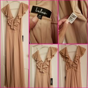 Lulu's Blush Ruffle Top Wide Leg Jumpsuit …